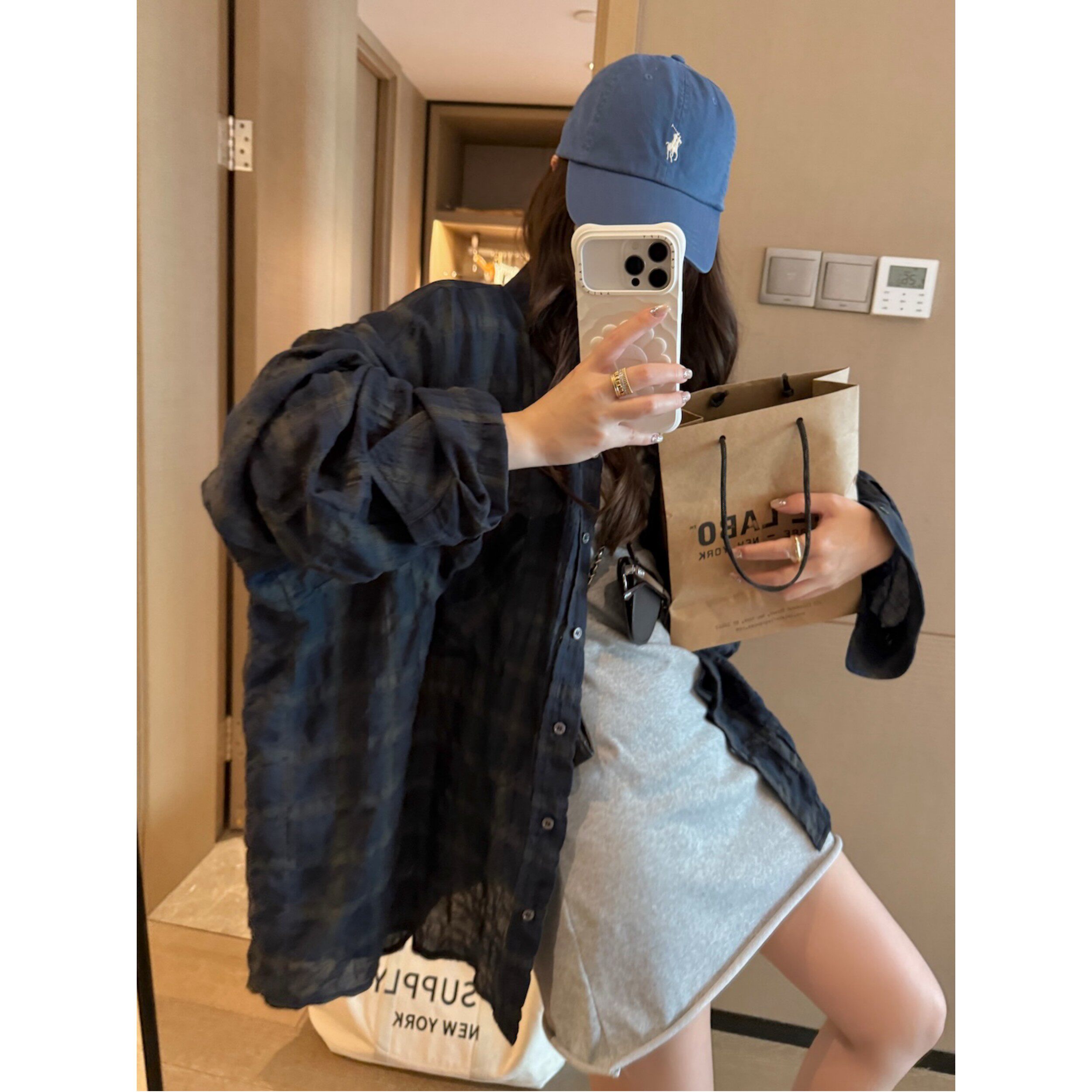 FILLE | 格子防晒衬衫 复古文艺松弛氛围感慵懒宽松长袖薄款外套