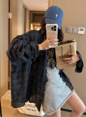 FILLE | 格子防晒衬衫 复古文艺松弛氛围感慵懒宽松长袖薄款外套