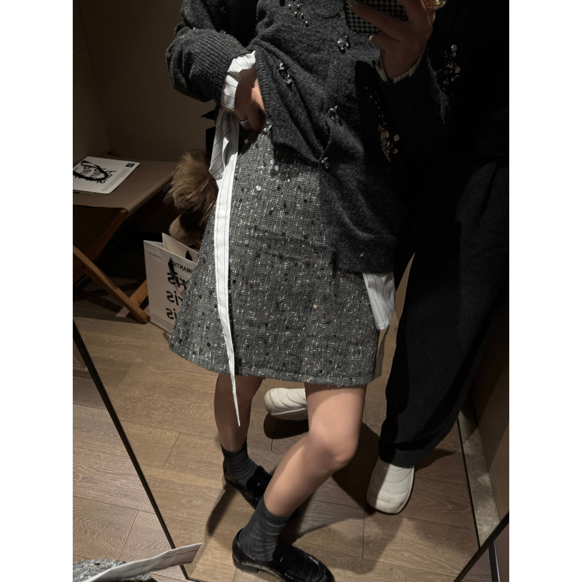 FILLE｜亮片短裙 小香风复古重工千金老钱氛围感减龄显瘦半身裙