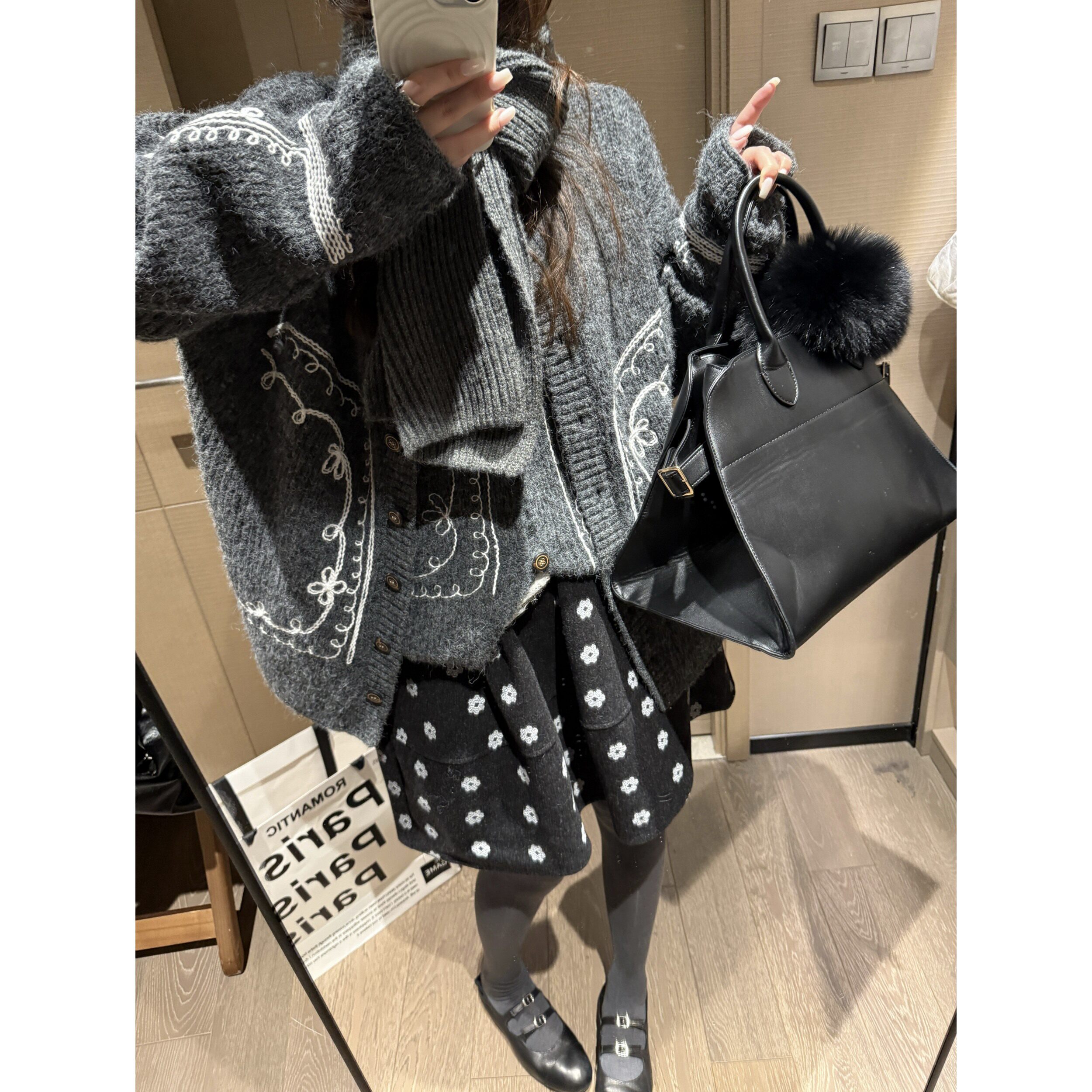 FILLE｜刺绣毛衣开衫 复古森女系重工提花氛围感叠穿针织外套
