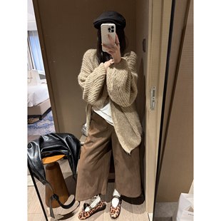 FILLE｜八分皮裤 子 复古港风氛围肌理高级松弛感中性阔腿宽松裤