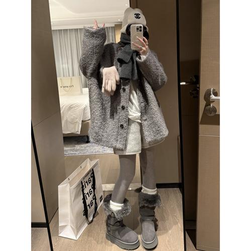 FILLE毛圈蝙蝠袖大衣韩系氛围感