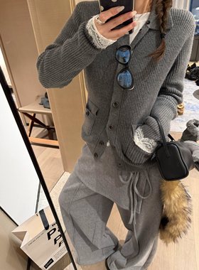 FILLE｜毛领排扣针织 英伦复古学院风氛围感保暖叠穿翻领毛衣外套