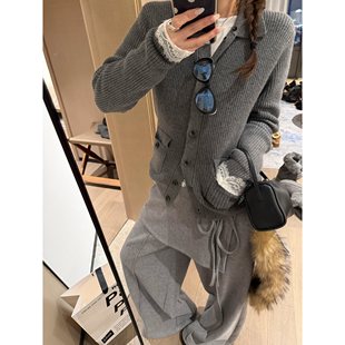 FILLE｜毛领排扣针织 英伦复古学院风氛围感保暖叠穿翻领毛衣外套