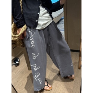 FILLE | 美式九分卫裤 通勤显瘦简约休闲抽绳系带阔腿宽松裤子女