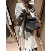 FILLE｜别针不规则开衫 坑条上衣 随意慵懒风显瘦纸片人针织长袖