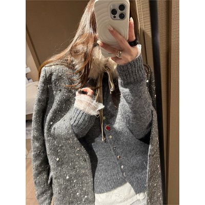 FILLE女钻扣不规则开衫