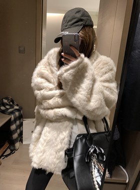 FILLE | 蝙蝠袖皮毛一体 温柔高级宽松廓形慵懒环保皮草水貂外套