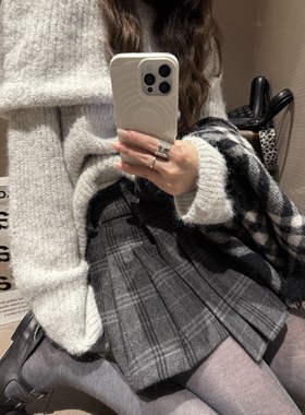 FILLE｜格子百褶短裙 学院风美式复古氛围感jk制服加厚毛呢半身裙