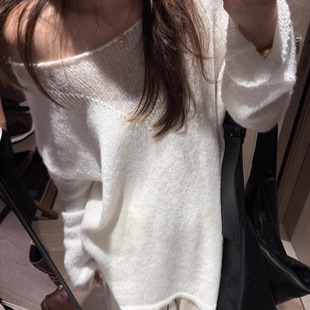 针织罩衫 宽松套头长袖 上衣 氛围感羊毛薄款 FILLE｜镂空拼接毛衣