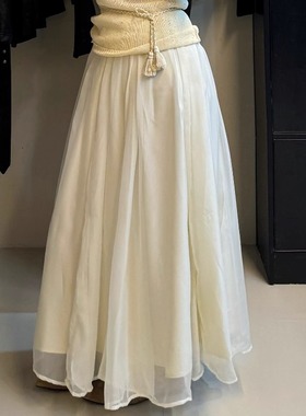 【现货】杏色仙仙半身裙 气质温柔仙女约会初恋白色裙子2025新款