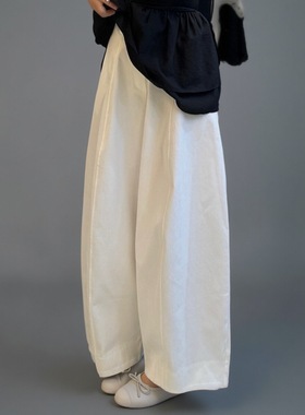 FILLE | 爆款白色九分裤子 韩系百搭设计感小众阔腿宽松长裤子女