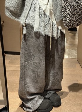 FILLE | 印花脏脏卫裤 复古高级氛围感慵懒做旧晕染抽绳长裤子