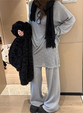 FILLE｜屁帘针织套装 气质温柔韩系显瘦慵懒松弛感上衣长裤两件套