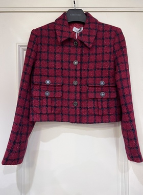 22秋冬品质绵羊毛法式格纹粗花呢外套/直筒半身裙