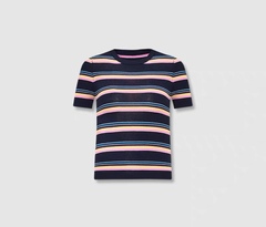 MADEINAM 品质棉混纺_休闲时髦彩色条纹针织短袖/方圆领背心/短裤