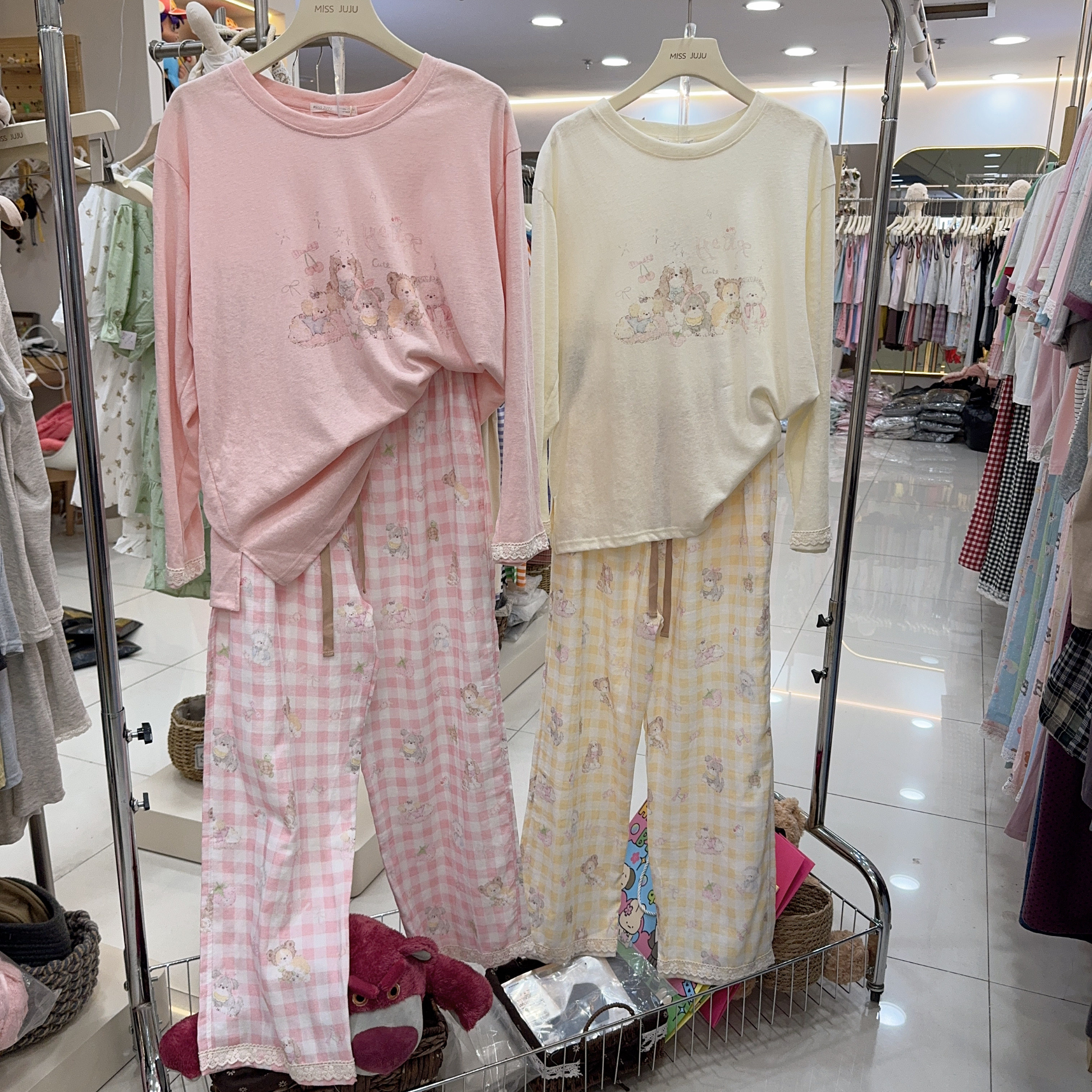 MISSJUJU长袖长裤睡衣套装女2025春秋新款圆领可爱小狗外穿居家服