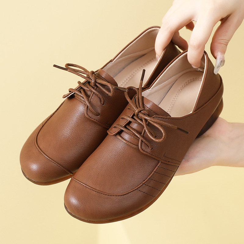 真皮妈妈鞋舒适软底春秋季2025新款中老年皮鞋平底单鞋休闲女鞋子,女鞋,深口单鞋,淘宝优惠券,粉丝福利购,淘宝优惠卷