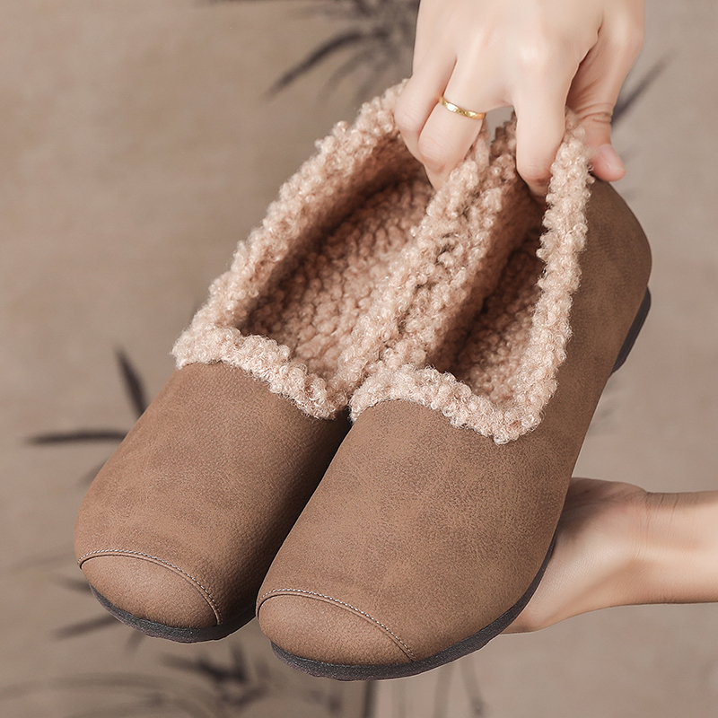 头层牛皮，舒适软底加绒棉鞋