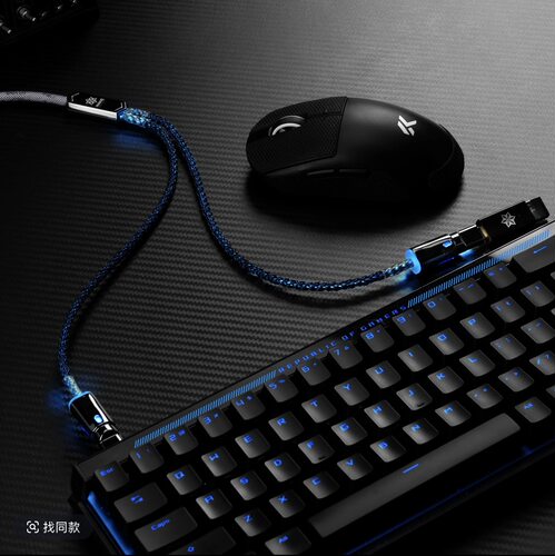 花火-EsportsEVO一拖二电竞线2.5米加长接口跑满8k键盘鼠标航插线
