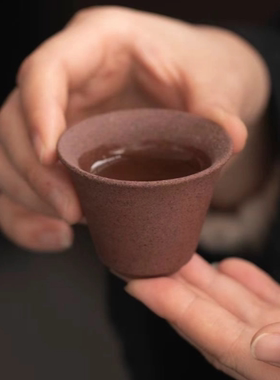 粗陶茶杯家用功夫茶具待客杯子红陶品茗杯茶盏主人杯
