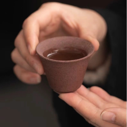 粗陶茶杯家用功夫茶具待客杯子红陶品茗杯茶盏主人杯