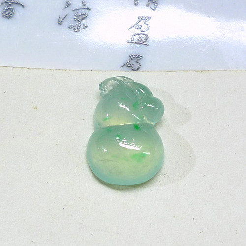 如意坊A货翡翠冰种飘花葫芦吊坠