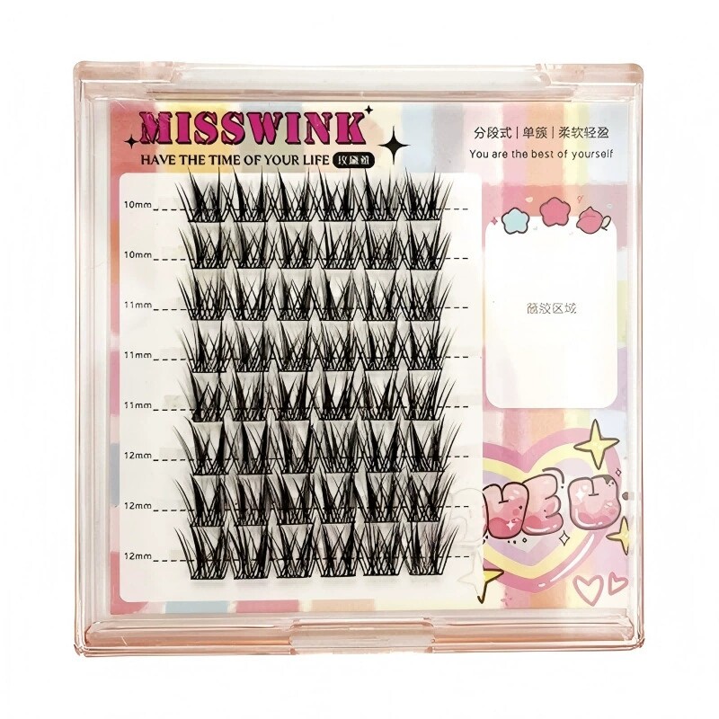 Misswink假睫毛LC翘鼠系免胶圆眼款自然甜辣漫画分段式睫毛 - 实物图