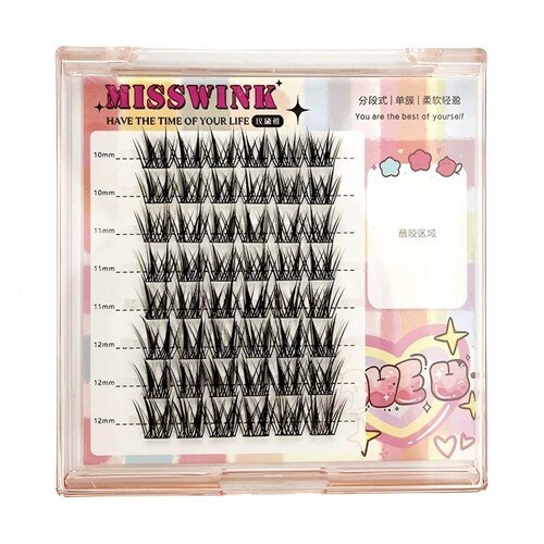 Misswink假睫毛LC翘鼠系免胶圆眼款自然甜辣漫画分段式睫毛