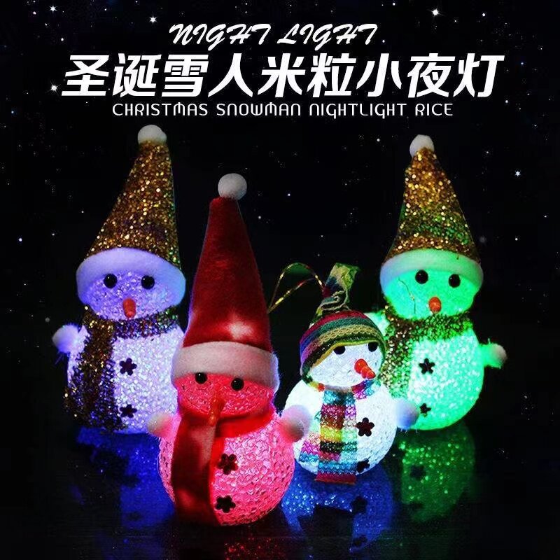 새로운 스타일의 모자 스카프 크리스탈 눈사람 화려한 야간 조명 크리스마스 크리 에이 티브 선물 빛나는 장난감 야시장