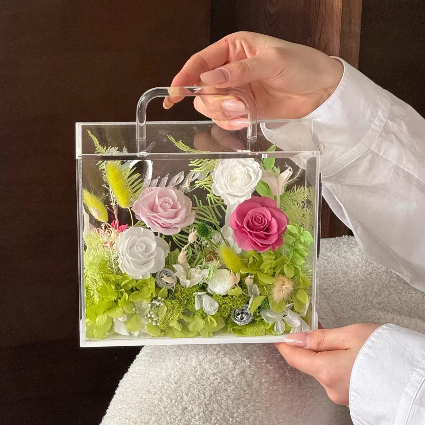 永生花真花礼盒玫瑰手提盒
