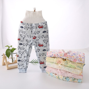 高腰护肚排扣裤 夹棉加厚儿童保暖裤 宝宝棉衣 秋冬季 100%纯棉袄棉裤