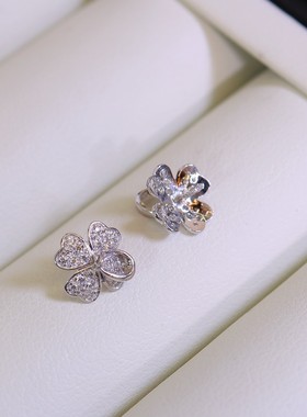 PT四叶草小花珍珠吊坠托厚实空托diy配件PT900精致显气质简约