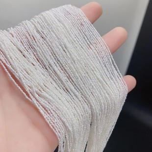 野生海水珍珠无核keshi链条超迷你1 2mm银白亮色50cm项链百搭稀少