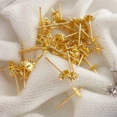 经典 实心纯G18K金珍珠耳针耳堵套装 三色diy饰品首饰配件厂家定制