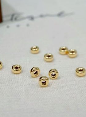 18K金算盘金珠4mm厚板18K金小珠编制项链手链