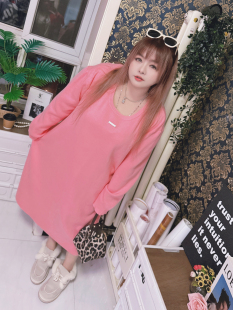 女装 500斤冬季 加厚毛衣裙洋气百搭连衣裙宽松显瘦hello胖妞特大码