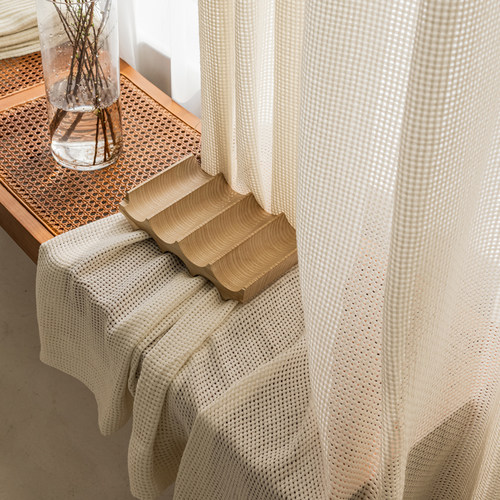 日式原木风棉麻亚麻纱帘自然垂顺