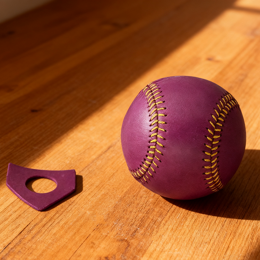 手工缝线齐整硬棒球紫罗兰磨砂皮