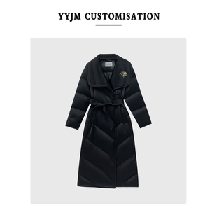 高端醋酸90白鹅绒羽绒服女过膝加长加厚冬季 高个子保暖抗风外套