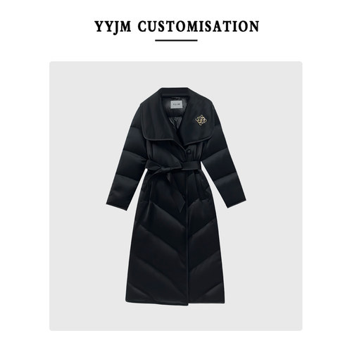 高端醋酸90白鹅绒羽绒服女过膝加长加厚冬季高个子保暖抗风外套