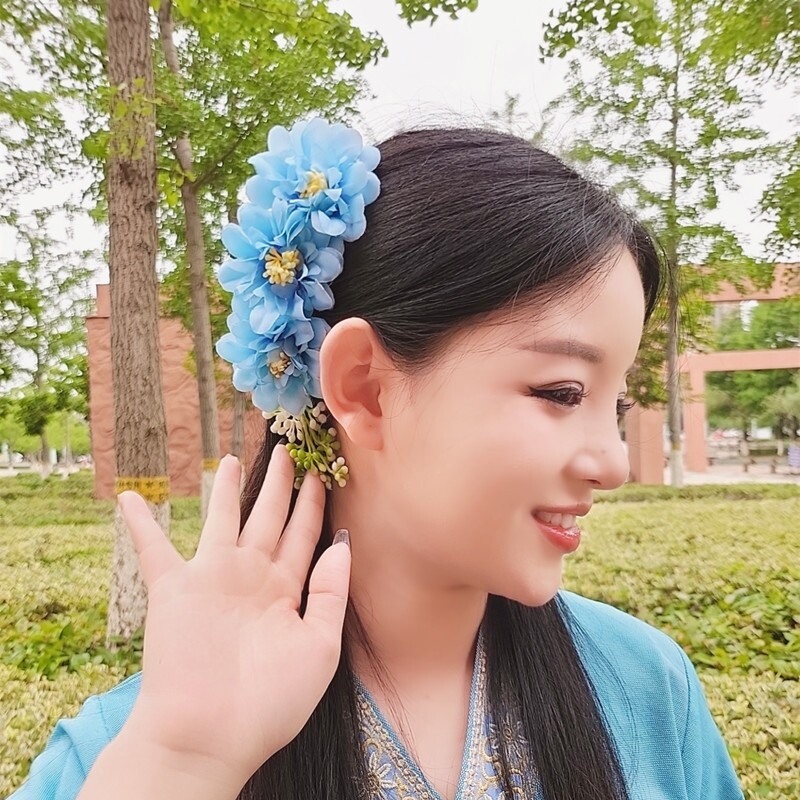 滇七彩发梳头花布艺傣族风配饰图片