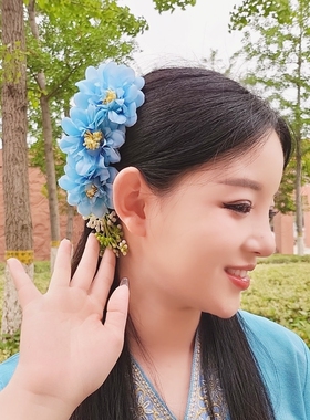 滇七彩发梳头花布艺傣族风配饰