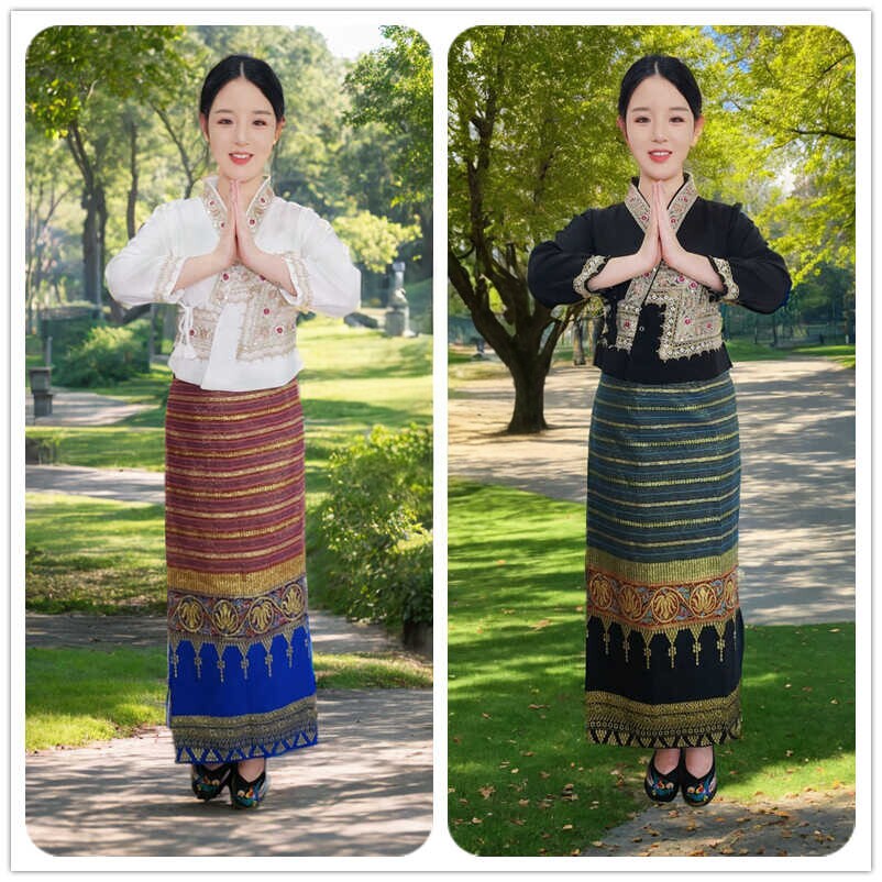 滇七彩2026棉织布傣族女套装筒裙