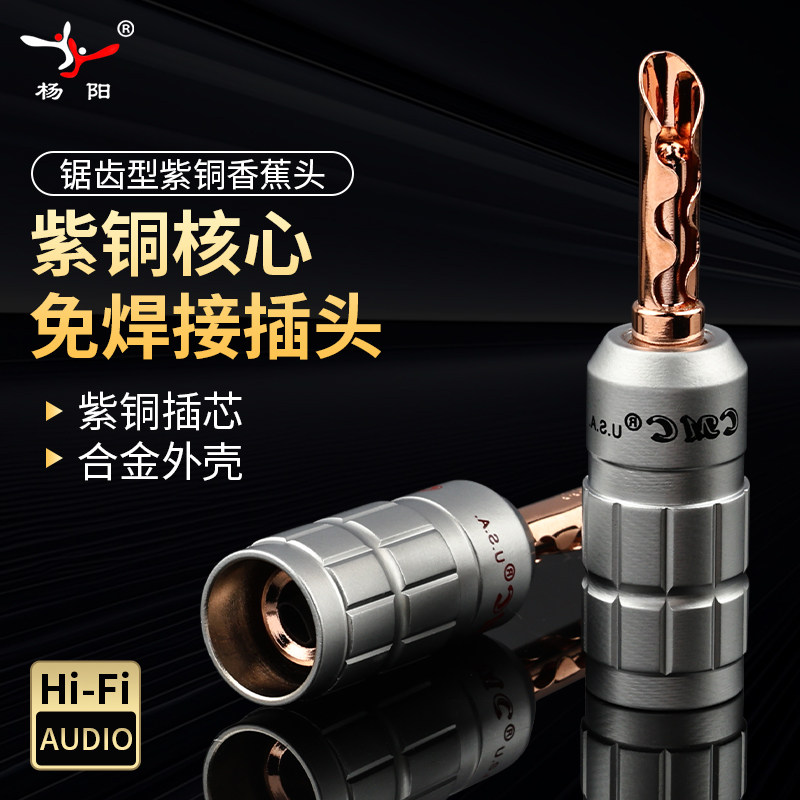 杨阳紫铜香蕉头音箱接线头HiFi音响配件主音箱线喇叭线环绕线头