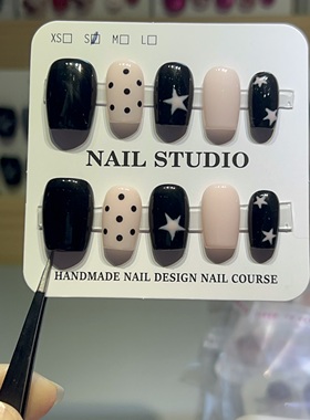 纯手工穿戴甲短款美甲贴片成品可拆卸假指甲显白高级感