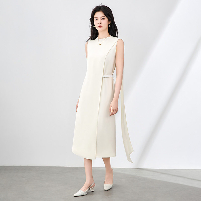 赫本风高雅飘带天丝醋酸连衣裙