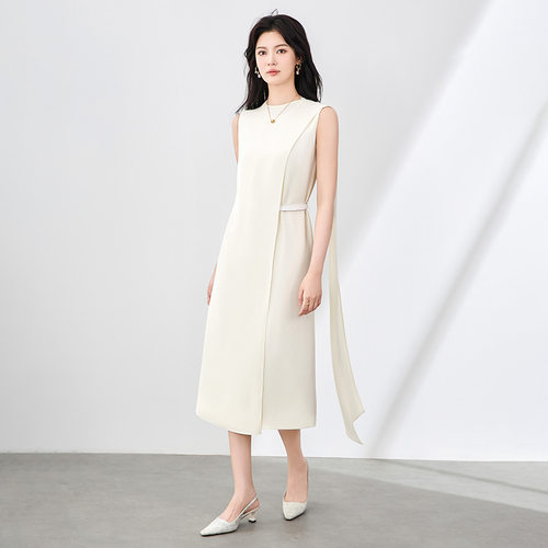 赫本风高雅飘带天丝醋酸连衣裙