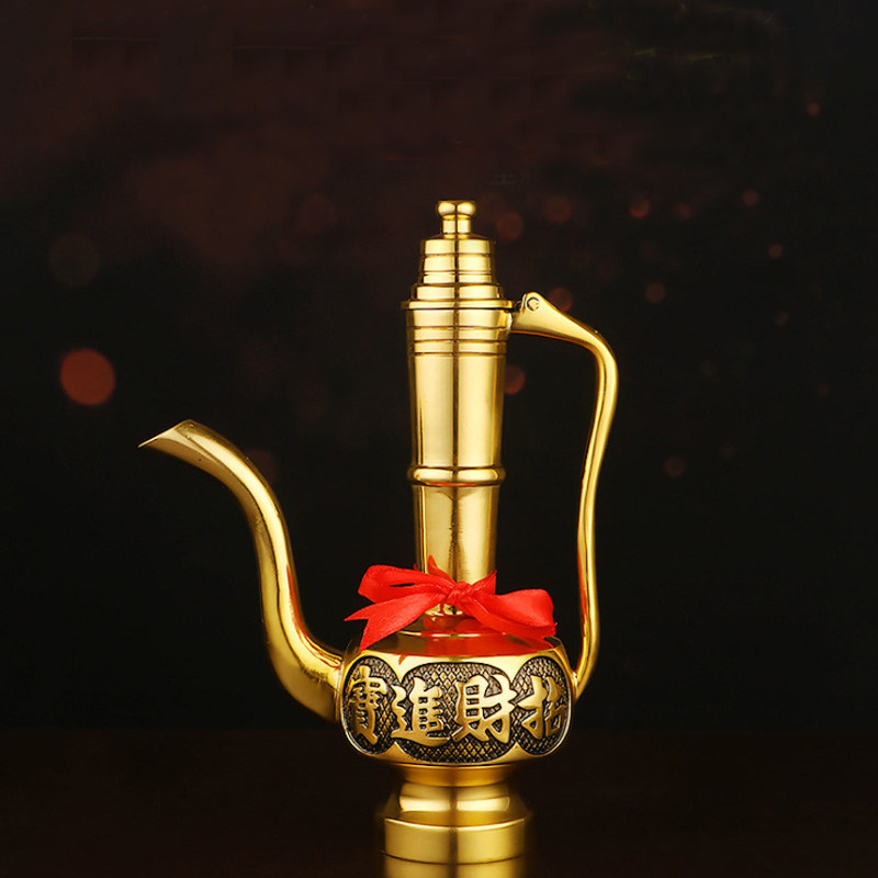 黄铜供酒壶关公财神供奉酒杯水杯招财进宝家用供佛杯铜佛具摆件