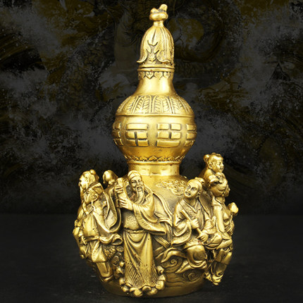 铜葫芦摆件八仙葫芦开盖葫芦八仙过海葫芦工艺品家居店铺装饰摆件